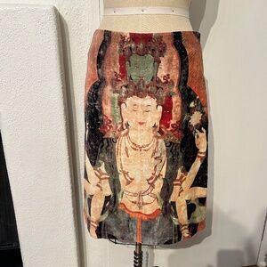 Buddha Print Skirt Vivienne Tam